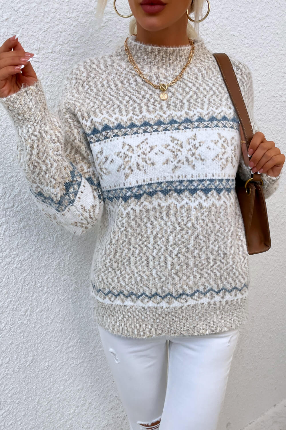 Damen Strickpullover mit Norwegermuster – Winterlicher Freizeit-Look, Komfort Fit