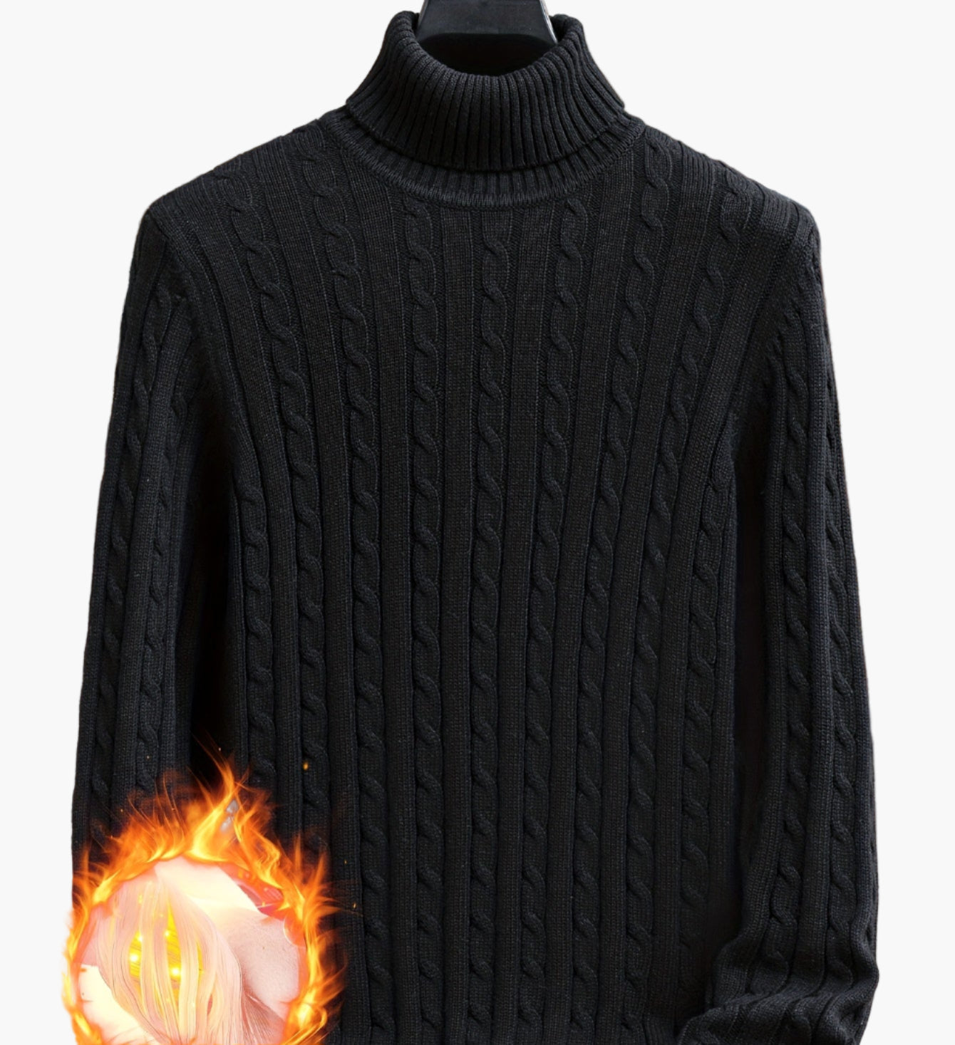 Herren Strickpullover mit Zopfmuster – Rollkragen, stilvoll & bequem, ideal für Freizeit und Alltag