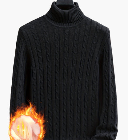 Herren Strickpullover mit Zopfmuster – Rollkragen, stilvoll & bequem, ideal für Freizeit und Alltag