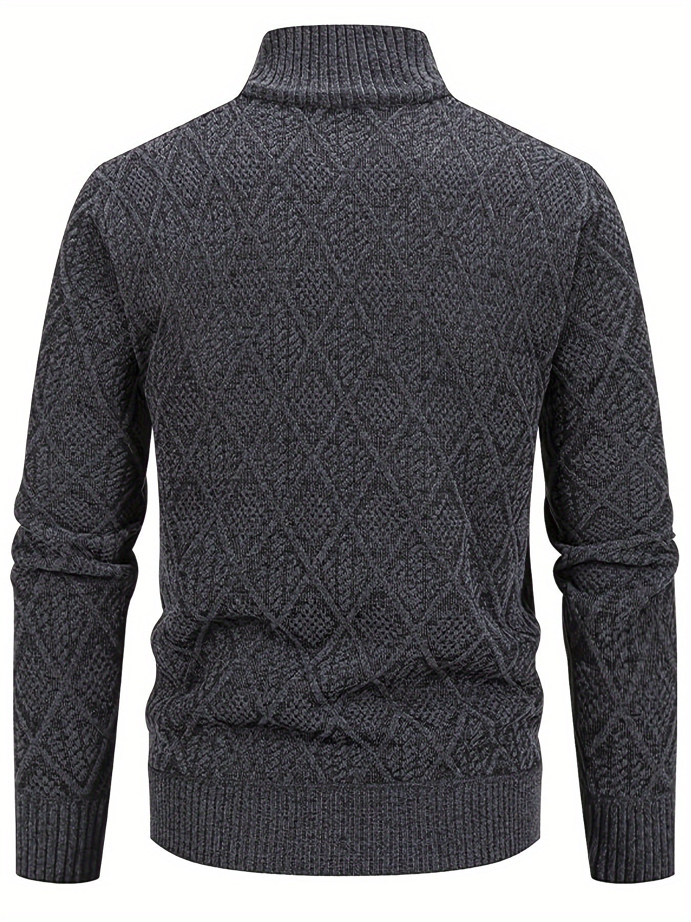 Herren Strickjacke Rautenmuster Stehkragen Reißverschluss Feinstrick Casual