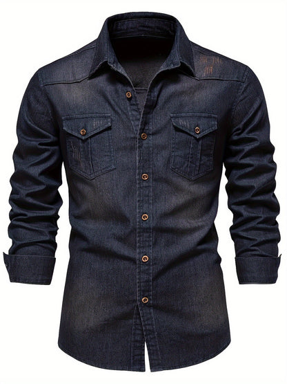 Herren Jeanshemd Slim Fit – Modisches Freizeit & Business Hemd mit Brusttaschen