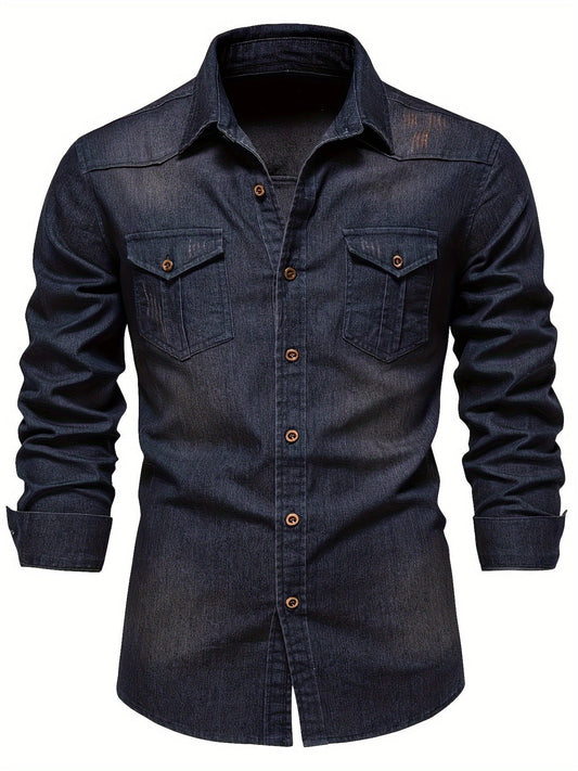 Herren Jeanshemd Slim Fit – Modisches Freizeit & Business Hemd mit Brusttaschen