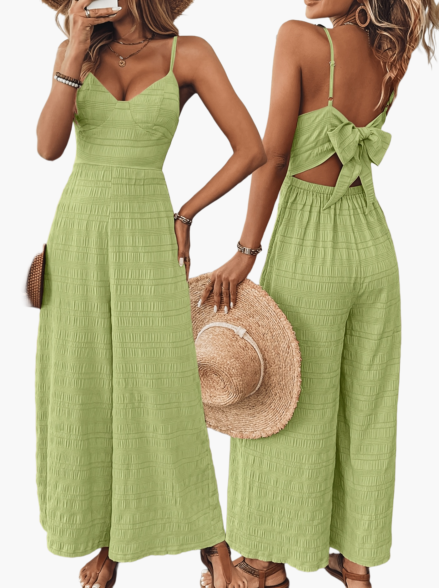 Damen Jumpsuit Elegant Sommer - Weit Bein Lässig für Alltag & Urlaub
