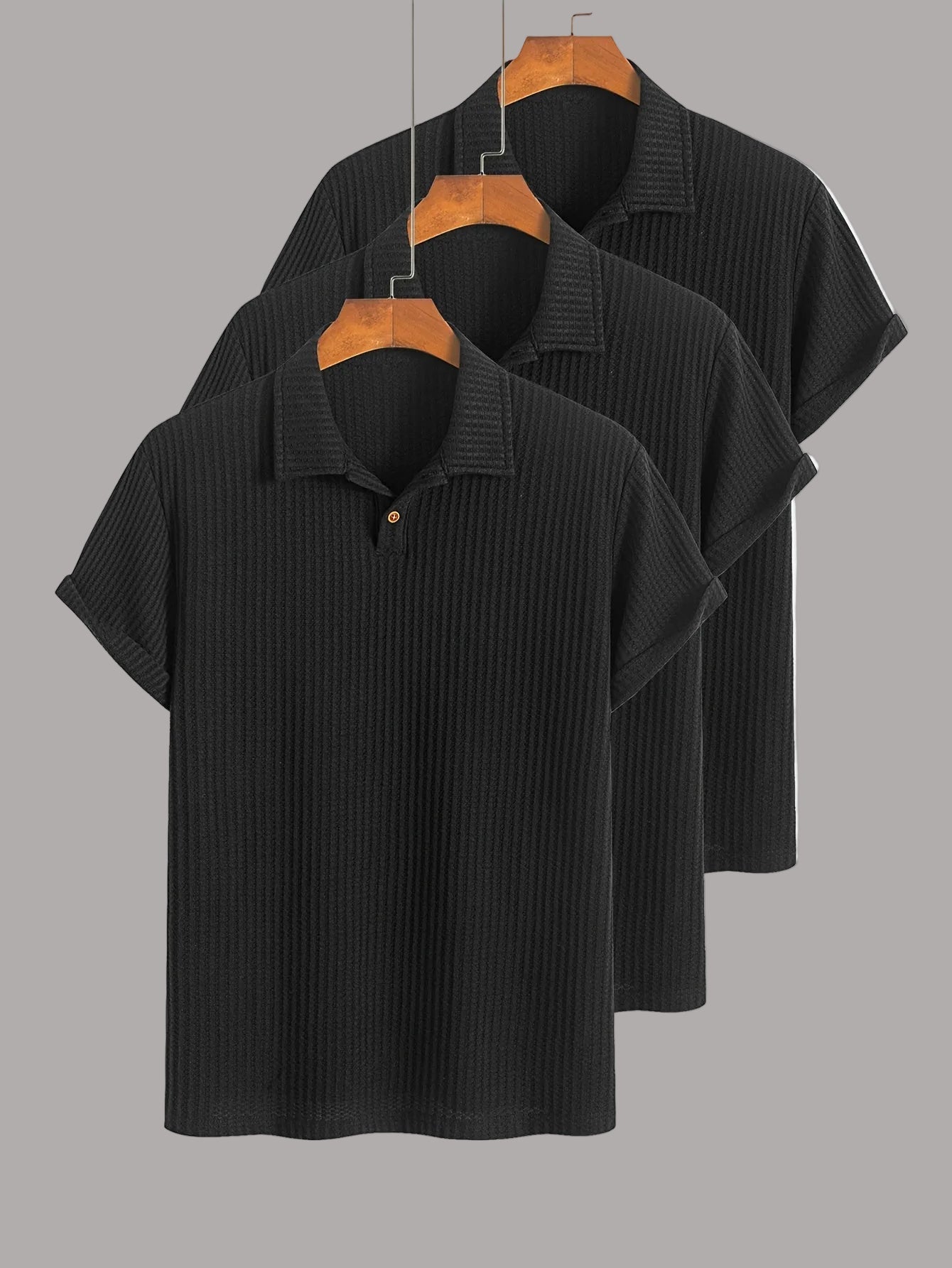 Herren Poloshirt Set Kurzarm – Klassischer Stil mit Modernem Strukturmuster, Vielseitig für Büro & Freizeit