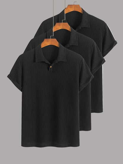Herren Poloshirt Set Kurzarm – Klassischer Stil mit Modernem Strukturmuster, Vielseitig für Büro & Freizeit
