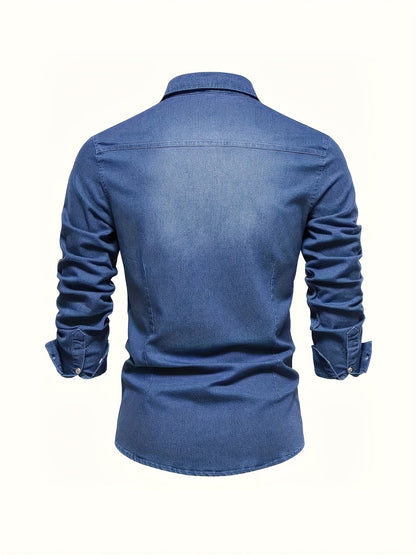 Herren Jeanshemd Slim Fit – Modisches Freizeit & Business Hemd mit Brusttaschen