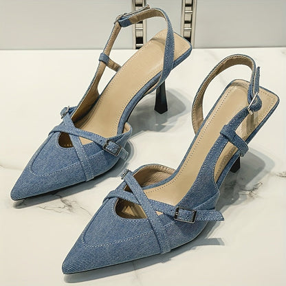 Damen Slingback Pumps mit Absatz und Riemendetails – Elegante Spitzenschuhe für Büro und Freizeit