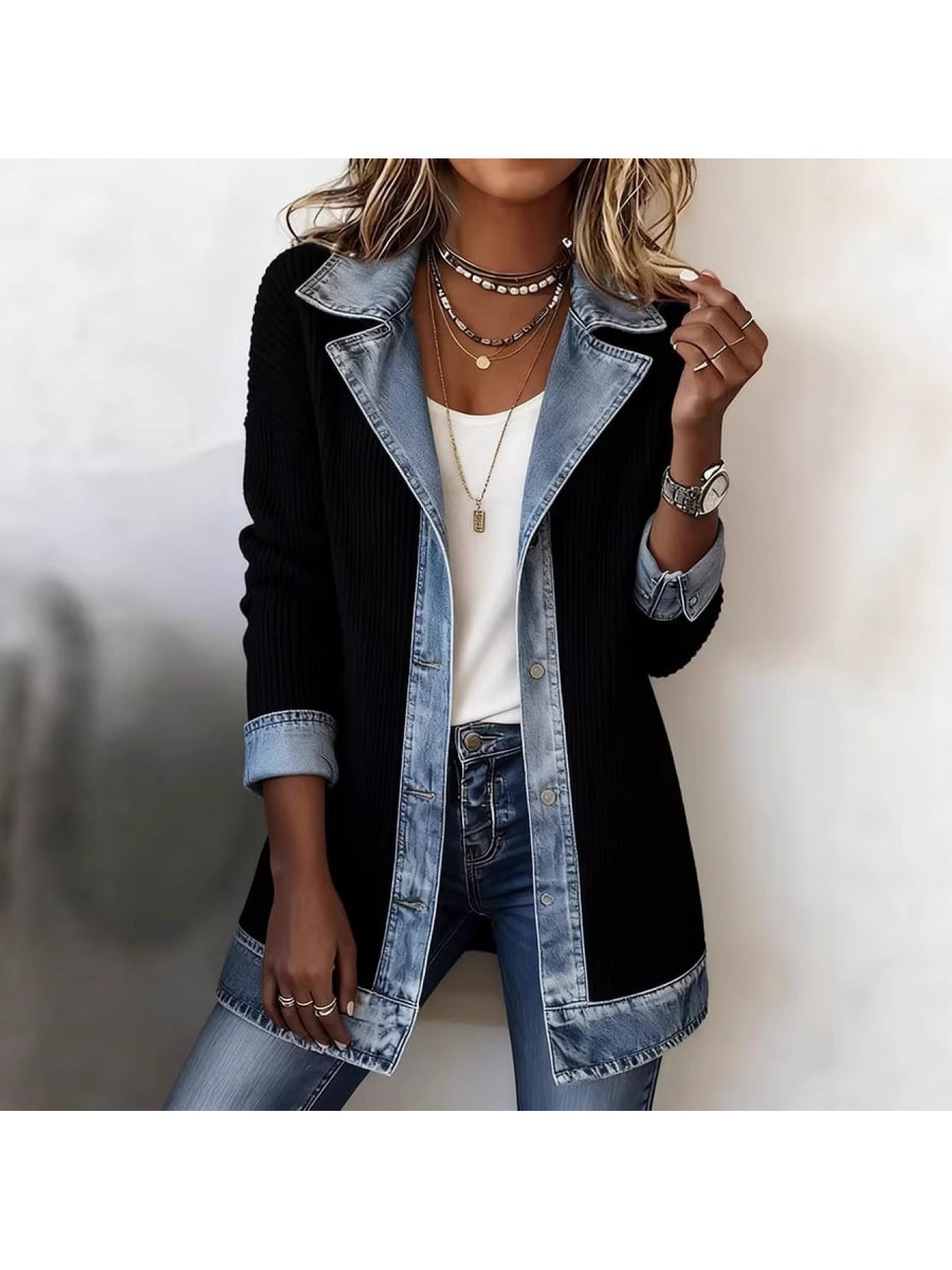 Damen Blazer im modernen Denim-Look – Eleganter Business & Casual Blazer für Alltag und Büro
