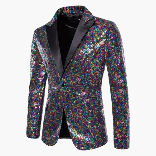Herren Luxus Pailletten Sakko Blazer für Party und Bühne – Elegantes Glitzer-Design