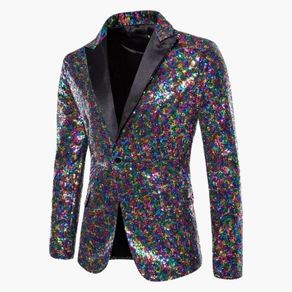 Herren Luxus Pailletten Sakko Blazer für Party und Bühne – Elegantes Glitzer-Design