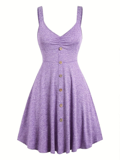 Damen Sommerkleid mit Knopfleiste und V-Ausschnitt – Eleganter Freizeit-Look für Alltag und Urlaub