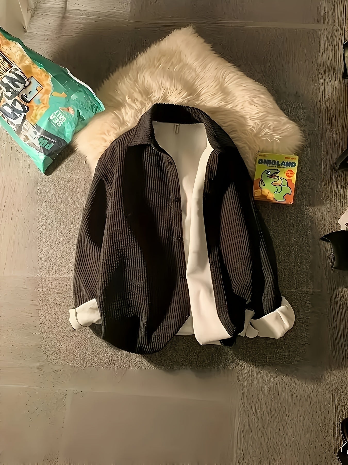 Korduroy Hemdjacke für Damen - Oversize Kordhemd mit Kragen, Schwarz oder Apricot