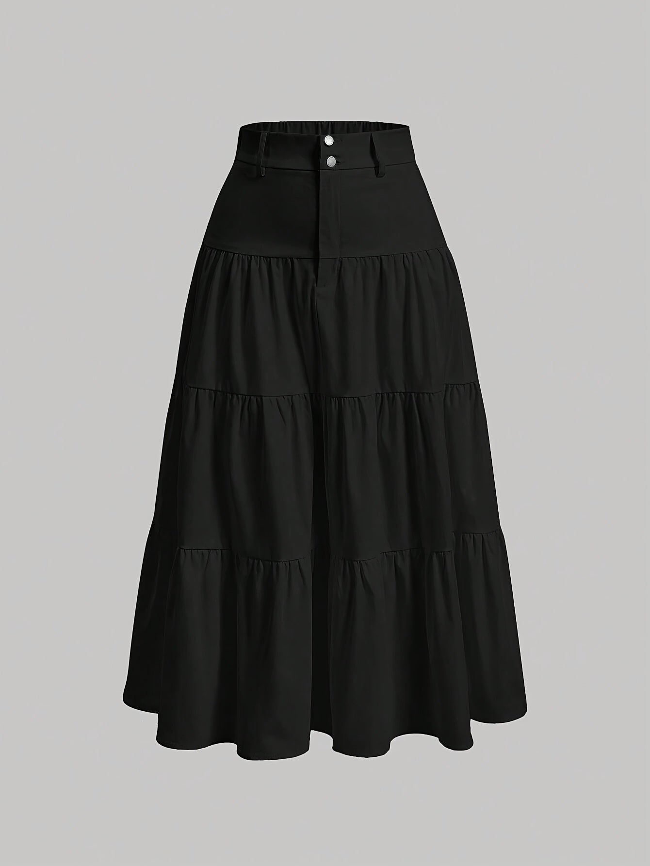 Damen Maxirock Elegant Stufenrock mit Hohem Bund für Alltag und Freizeit