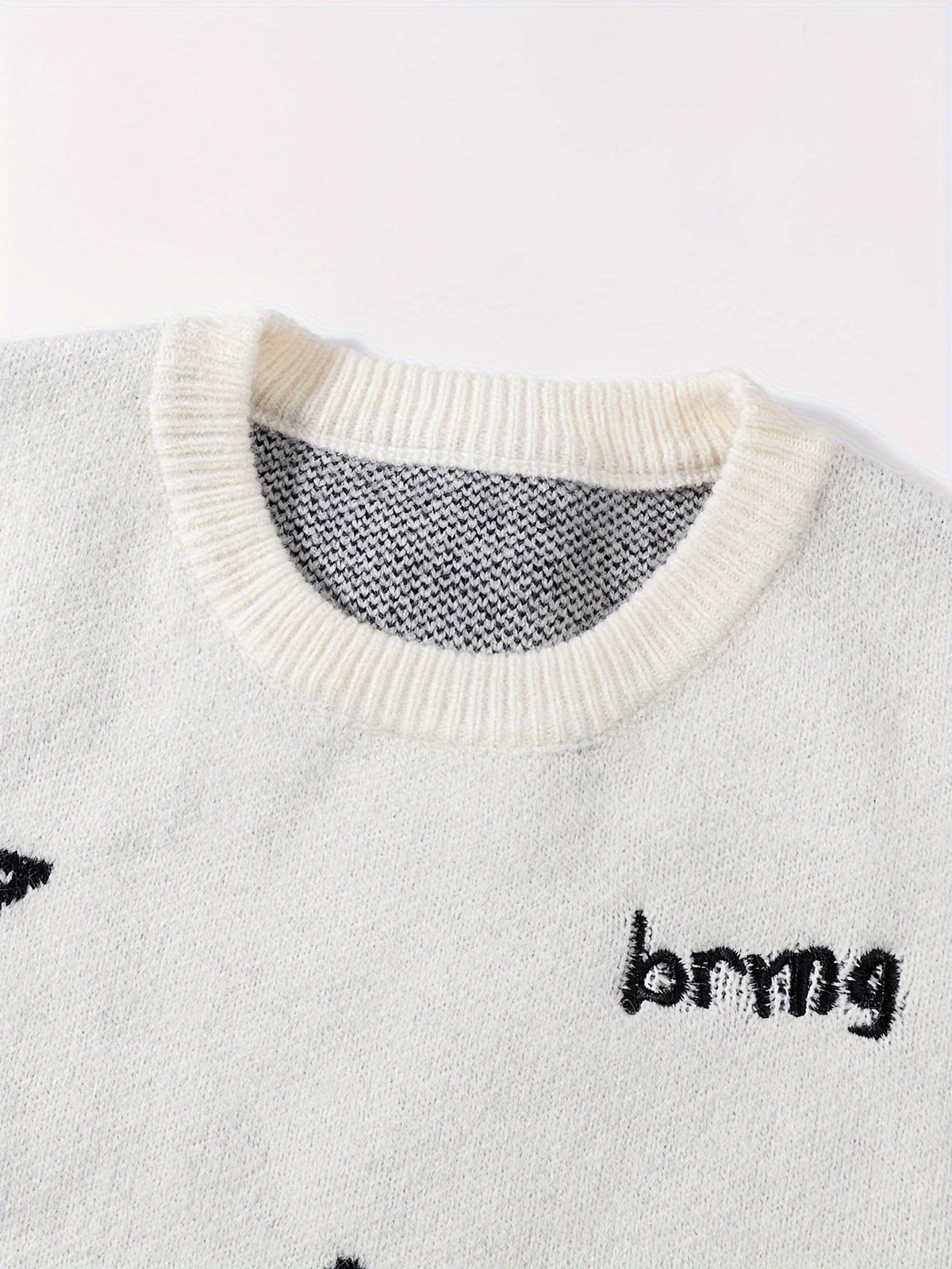 Unisex Strickpullover Rundhals mit Weltall-Muster & Sternen