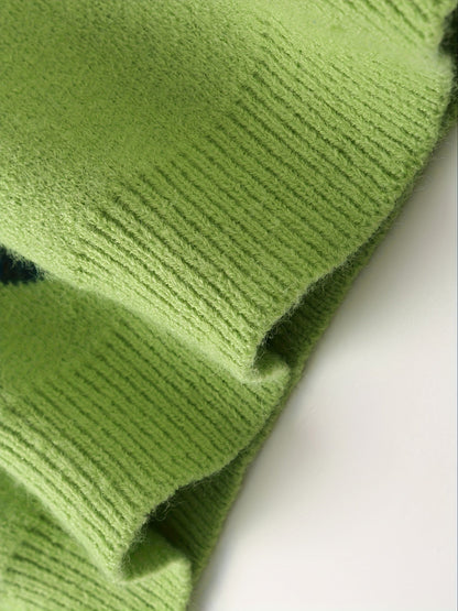 Damen Pullover mit Herzmuster und Ballonärmeln – Lässiger Strick für Alltag und Freizeit