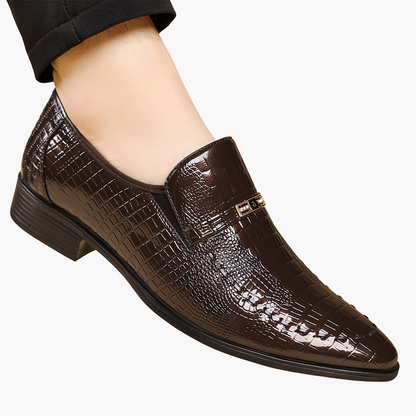 Herren Business Slipper – Elegante Loafer im Krokodilleder-Look für Büro und festliche Anlässe