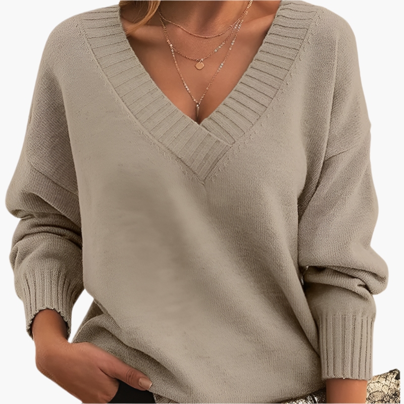 Damen Pullover mit V-Ausschnitt – Eleganter Strickpullover für Alltag & Büro