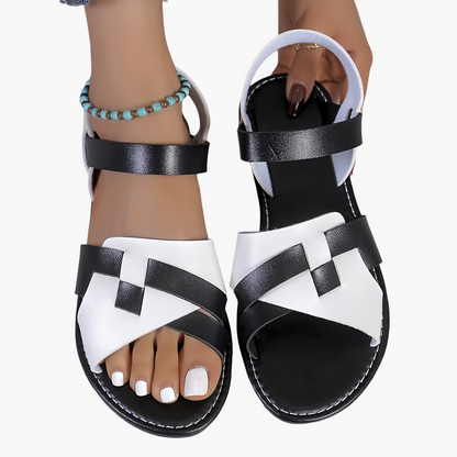 Damen Sandalen – Elegante Sommer-Sandalen mit flacher Sohle und Riemchendesign für Alltag und Freizeit