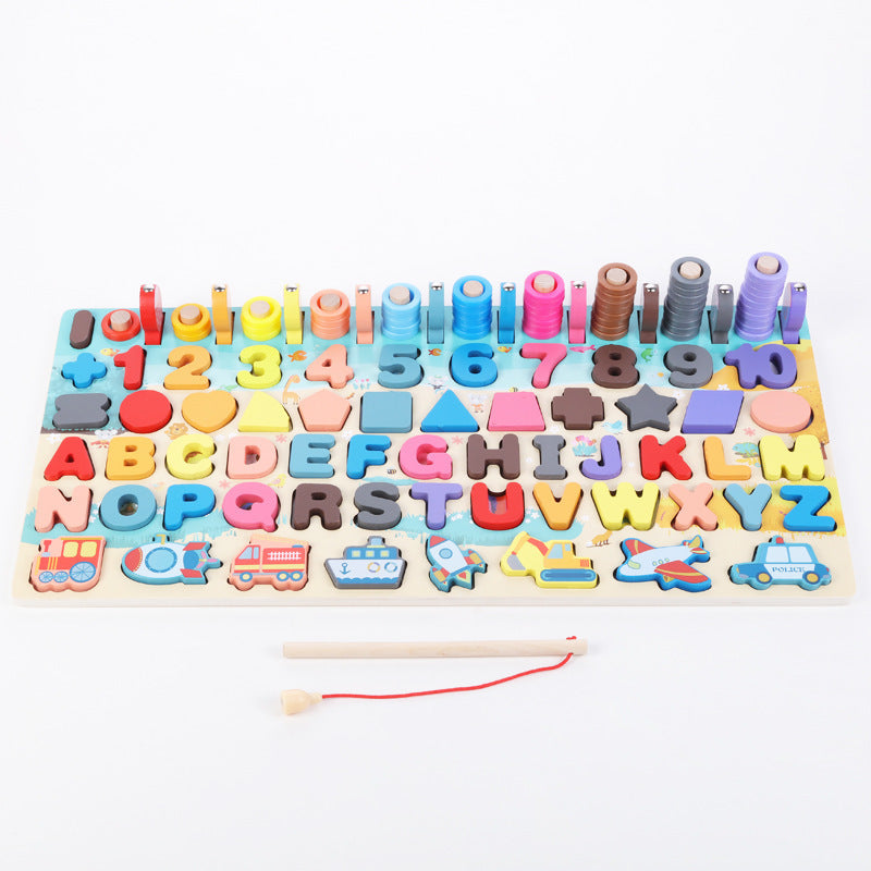 Lernspielzeug Holz Buchstaben & Zahlen Puzzle für Kinder – Pädagogisches Montessori Brettspiel