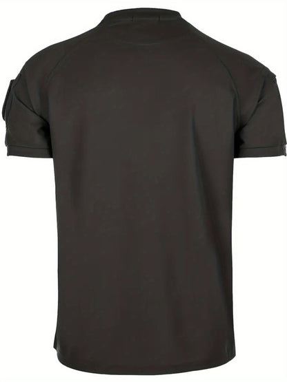 Herren Taktisches Kurzarmshirt mit Schultertaschen und Patchflächen – Funktionales Outdoor- und Einsatzshirt