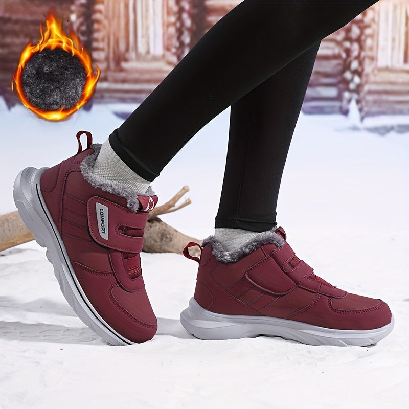 Unisex Winterstiefel mit Klettverschluss Fütterung Warm Schneestiefel Outdoor