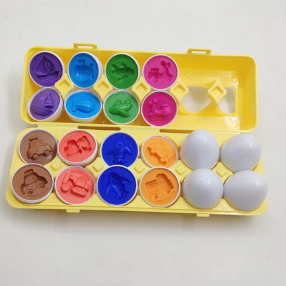 Kinder Lernspielzeug Eier-Set – Pädagogisches Steckspiel zur Formen- und Zahlenzuordnung, ab 3 Jahren