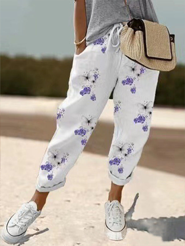 Damen Lässige Freizeithose mit Streifenmuster