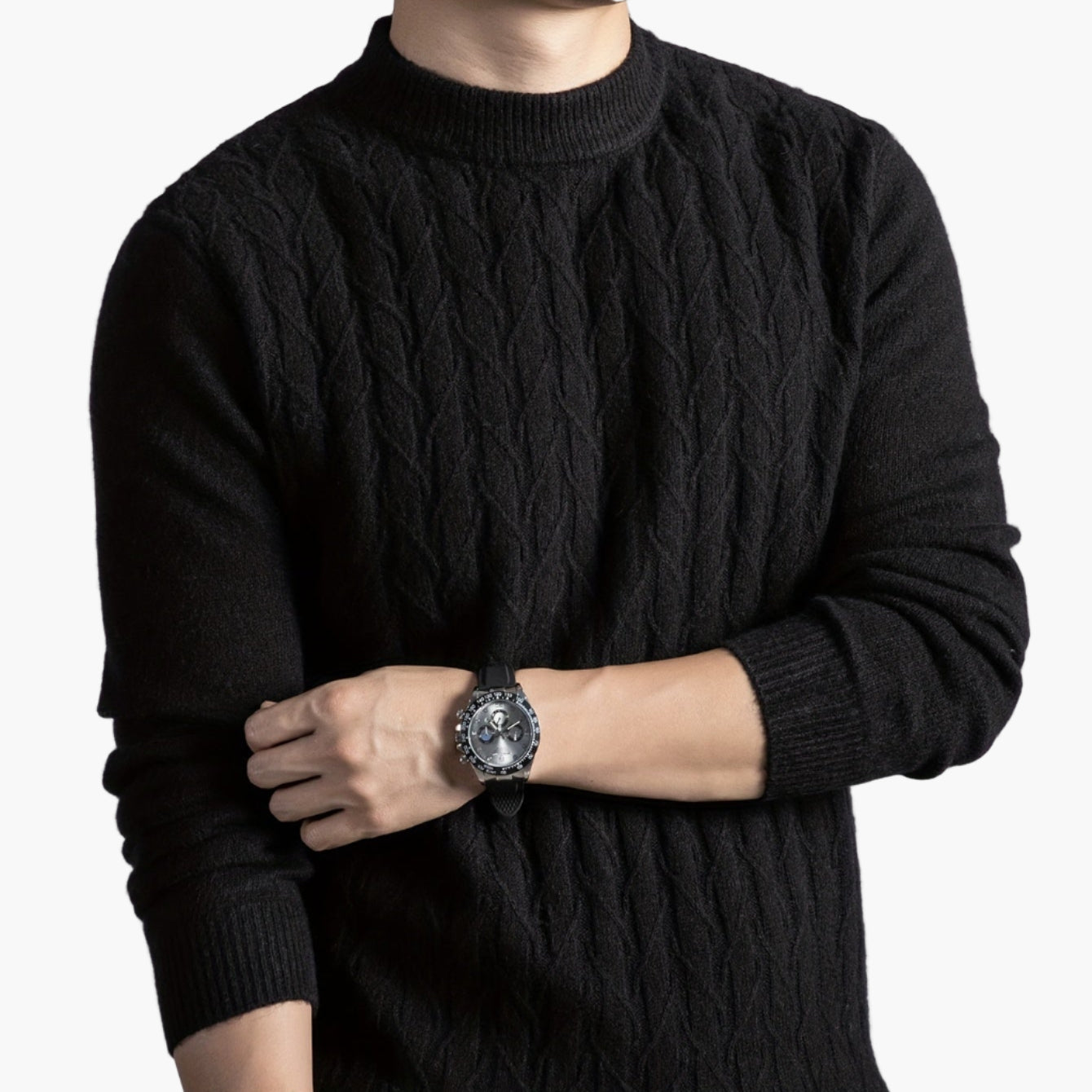 Herren Strickpullover mit Zopfmuster – Modischer Freizeitpullover für Herbst und Winter