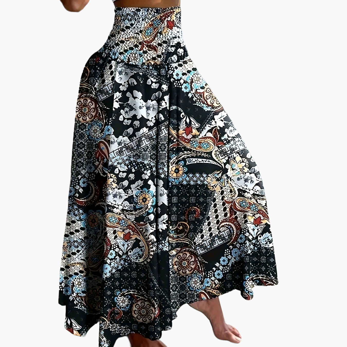 Damen Maxirock mit tropischem Print – Eleganter Boho-Stil für Sommer und Urlaub