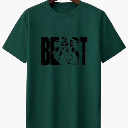 Herren T-Shirt mit "BEAST" Statement und Löwenkopf-Design – Urban Streetwear, Oversize Look