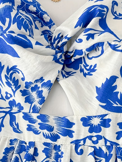 Damen Midikleid mit floraler Musterung und Cut-Out – Femininer Sommerstil für Freizeit und Events