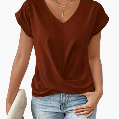 Damen Elegante Wickelbluse mit V-Ausschnitt für Alltag und Büro