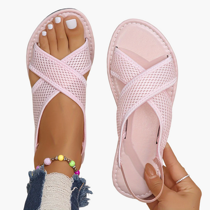 Damen Mesh-Sandalen mit Überkreuzten Riemen – Bequeme Sommerschuhe für Freizeit und Alltag