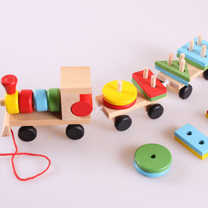 Holz Lernspielzeug Zug für Kinder – Stapelbares Sortierspiel ab 1 Jahr