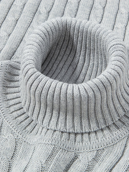 Herren Strickpullover mit Zopfmuster – Rollkragen, stilvoll & bequem, ideal für Freizeit und Alltag
