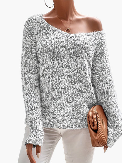 Damen Strickpullover im lässigen Off-Shoulder Look – Bequemer Winter Freizeitpullover