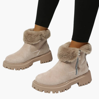 Damen Winter-Stiefeletten mit warmem Fellfutter und Reißverschluss – Modische Komfort-Boots für Alltag und Freizeit