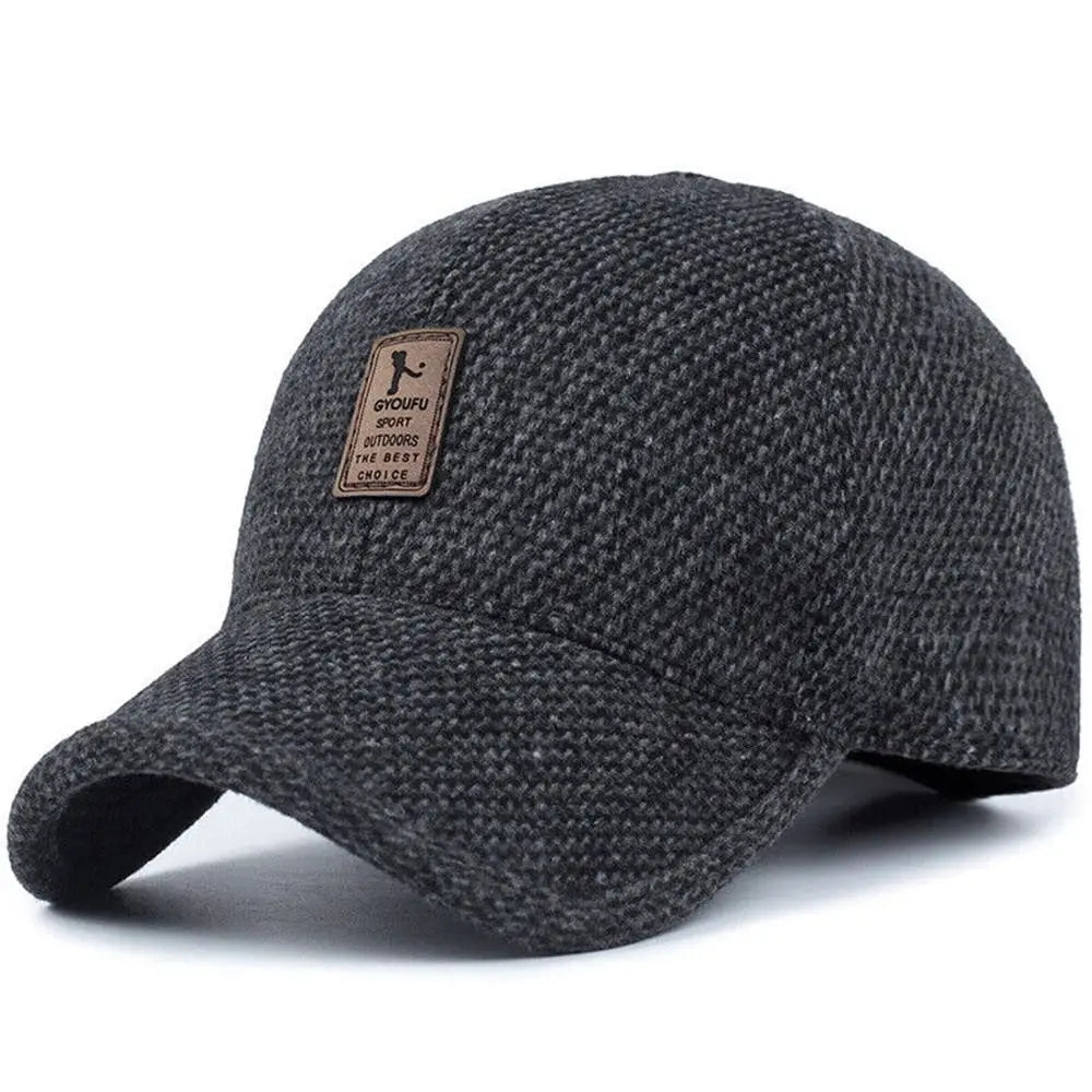 Winter Baseball Cap mit Ohrenklappen Herren Warme Schirmmütze