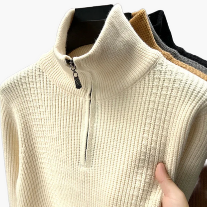 Damen Strickpullover mit Stehkragen und Reißverschluss – Stilvoller Freizeitpullover für Herbst und Winter