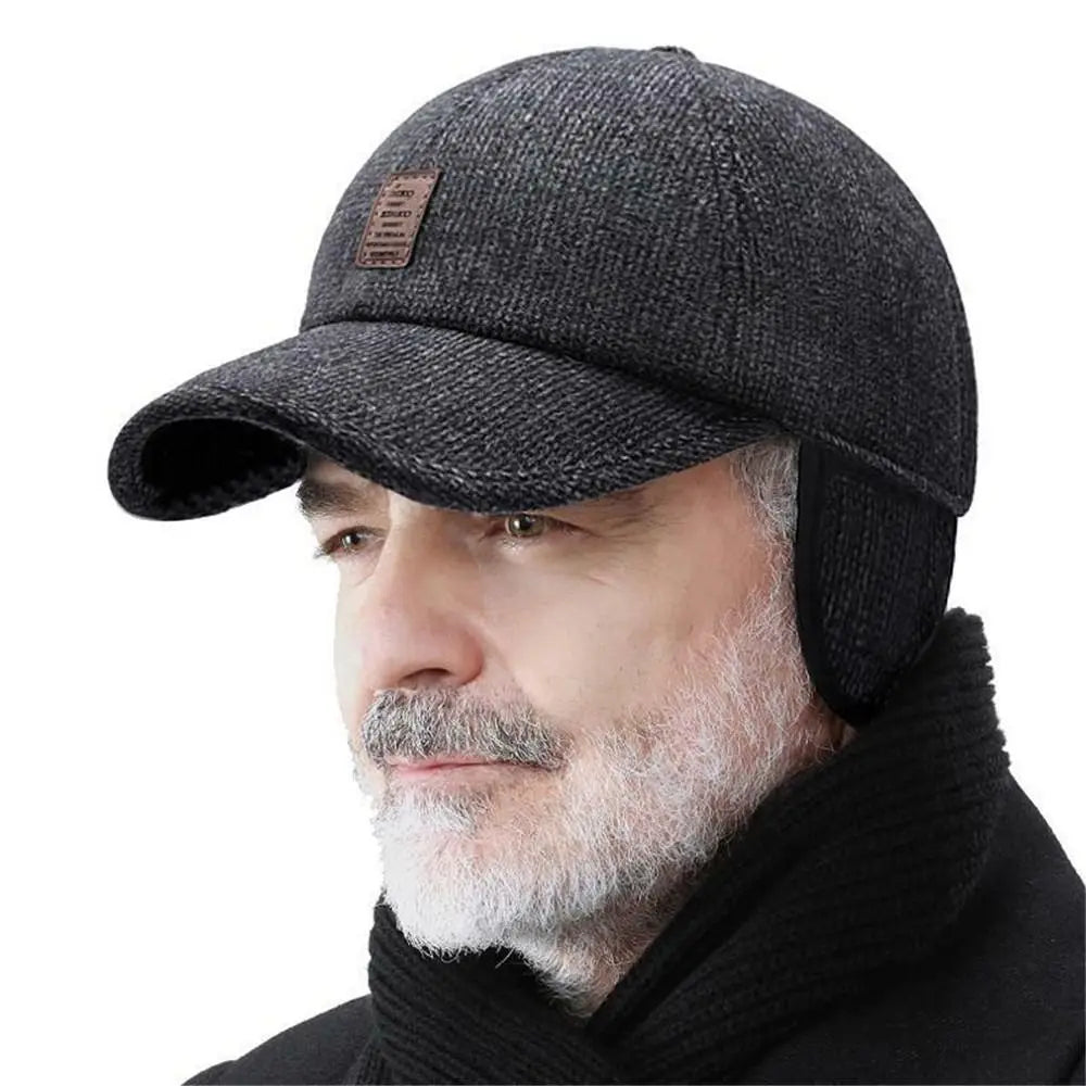 Winter Baseball Cap mit Ohrenklappen Herren Warme Schirmmütze