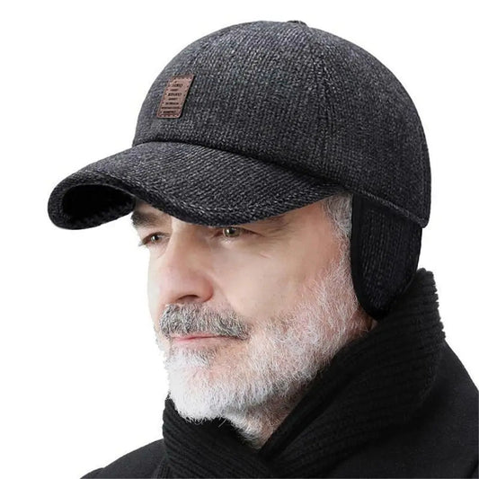 Winter Baseball Cap mit Ohrenklappen Herren Warme Schirmmütze