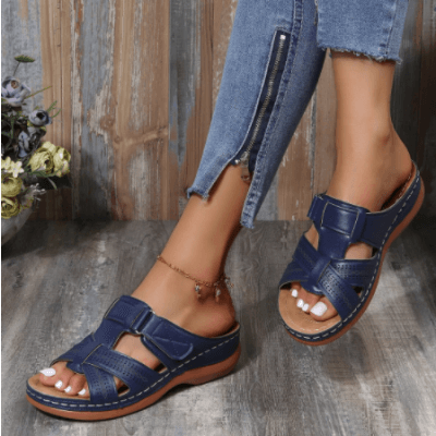 Damen Komfort-Sandalen Slip-On mit Keilabsatz – Bequeme Freizeitschuhe für Alltag und Reisen