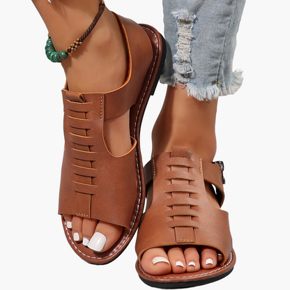 Damen Sandalen im Boho-Stil mit Reißverschluss und offener Zehenpartie – Bequeme Sommerschuhe für Alltag & Freizeit