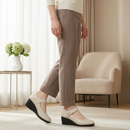 Damen Mary Jane Keilabsatz Schuhe mit Riemen