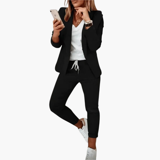 Damen Business-Casual Zweiteiler – Blazer & Joggerhose für Büro und Freizeit