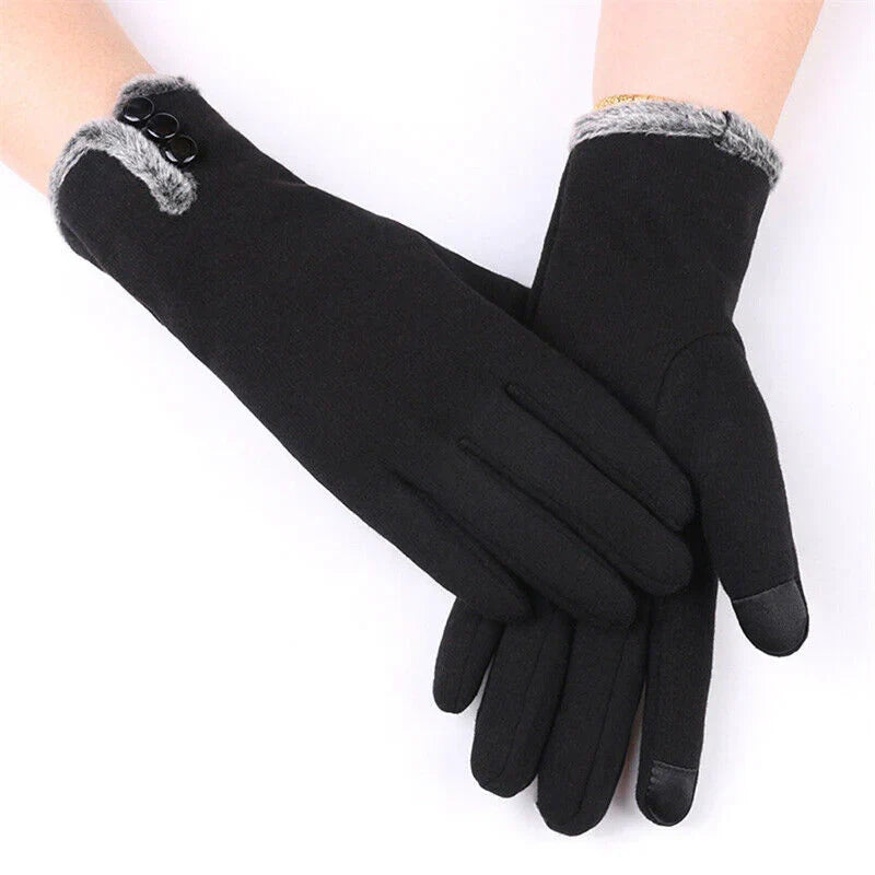 Winterhandschuhe für Damen, warm, mit Kunstfellbündchen