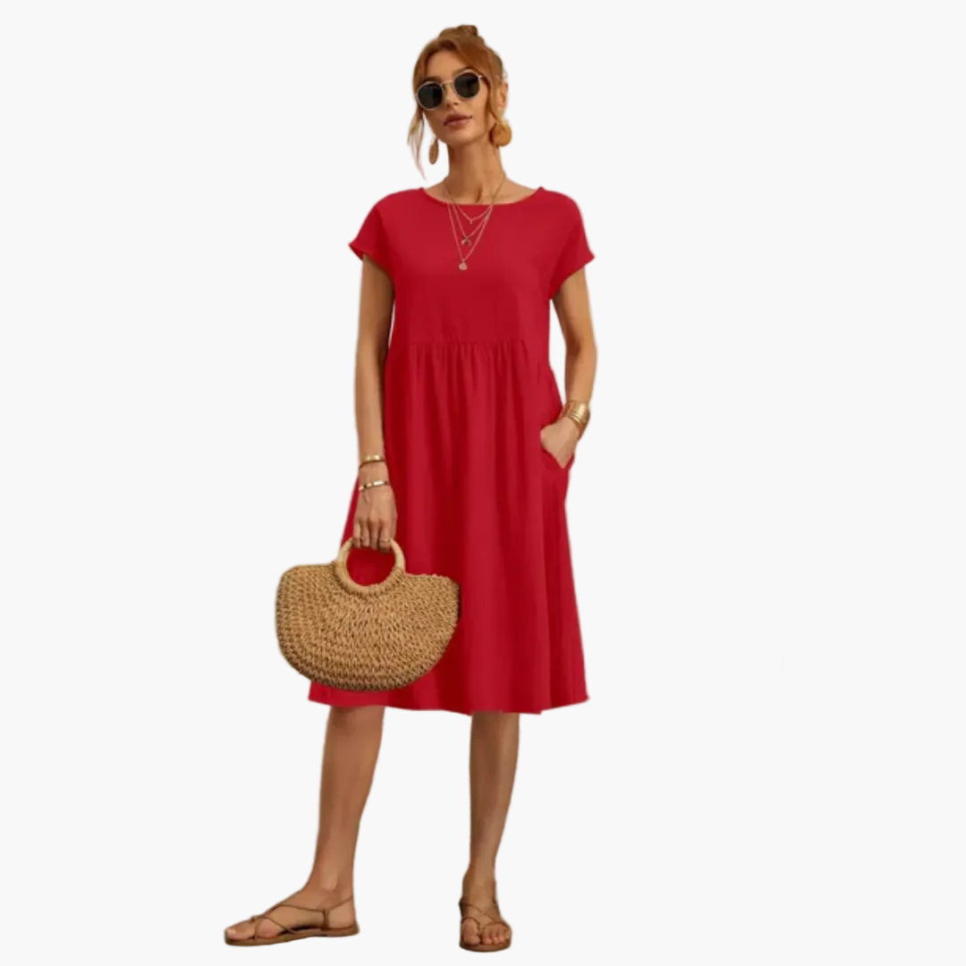 Damen Sommerkleid mit kurzen Ärmeln – Elegantes Freizeitkleid für Alltag & Urlaub
