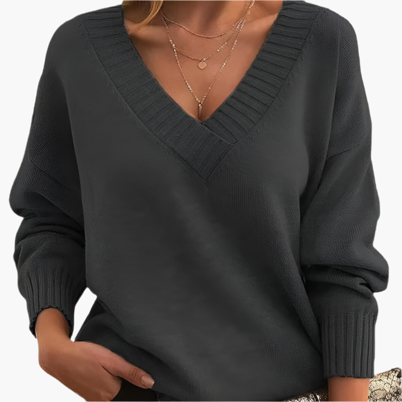 Damen Pullover mit V-Ausschnitt – Eleganter Strickpullover für Alltag & Büro