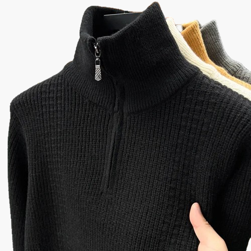Damen Strickpullover mit Stehkragen und Reißverschluss – Stilvoller Freizeitpullover für Herbst und Winter