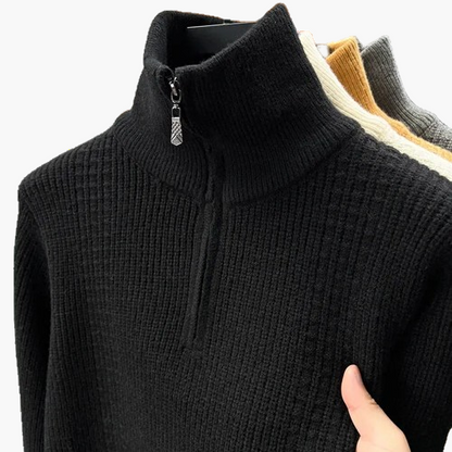 Damen Strickpullover mit Stehkragen und Reißverschluss – Stilvoller Freizeitpullover für Herbst und Winter
